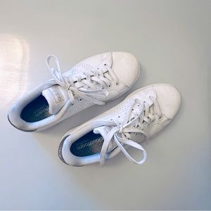 Adidas Cloudfoam Advantage Womens Size 8 Shoes White Copper Metallic Sneakers